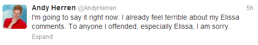 andy herren twitter apology