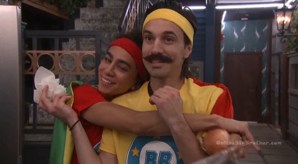 Vince and Morgan celebrating in the Big Brother 27 kitchen