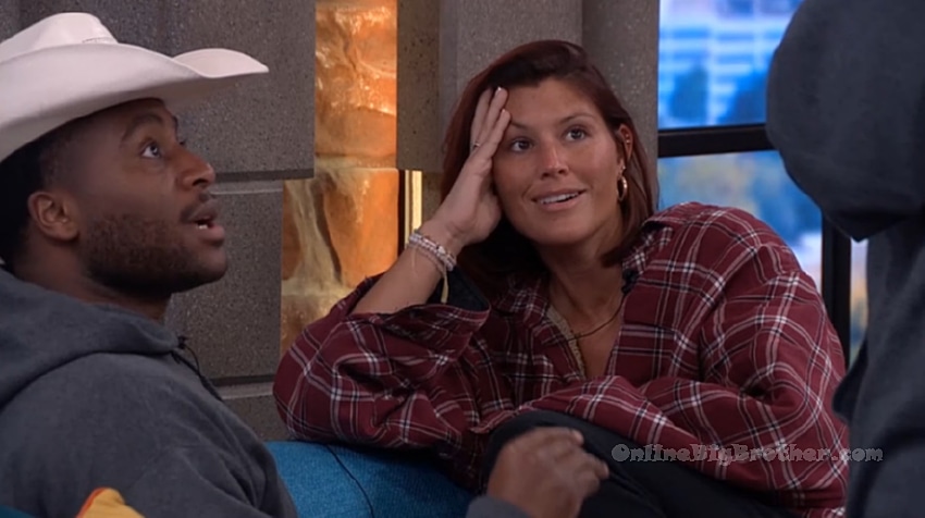 Chuk and Haley talking in the Big Brother house during their late-night conversation about house alliances