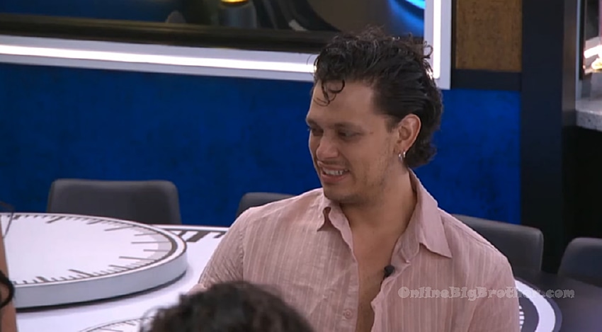 Chuk and Mallory chatting in the Big Brother house kitchen area around 9:30 am