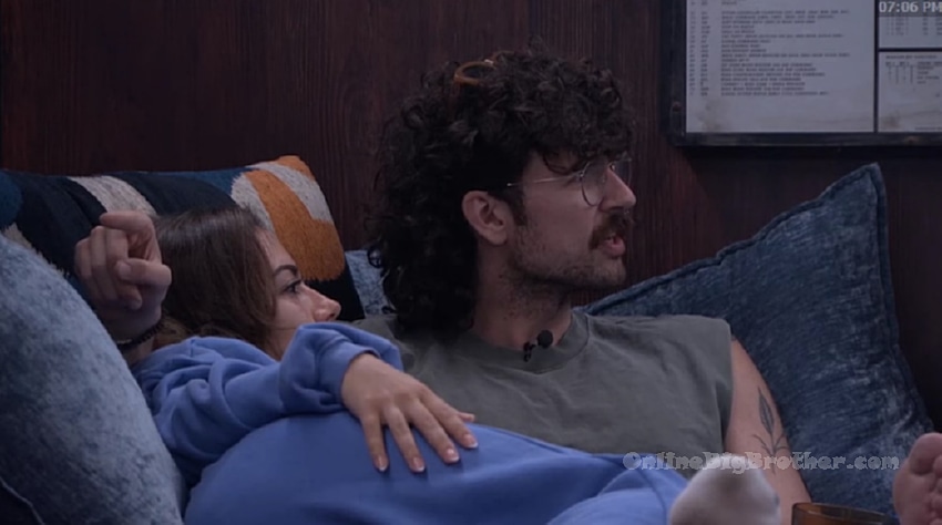 Drew and Angela talk strategy with Barrett and Dee during the 7:05 pm house meeting about Ashley vs. Taylor