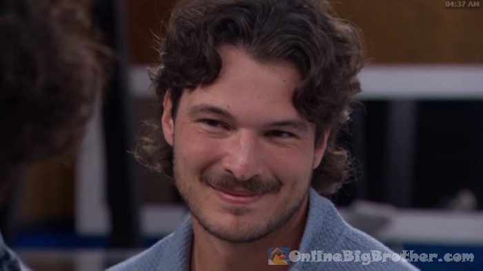 Rome smiling during the 4:37 AM kitchen conversation with Jason