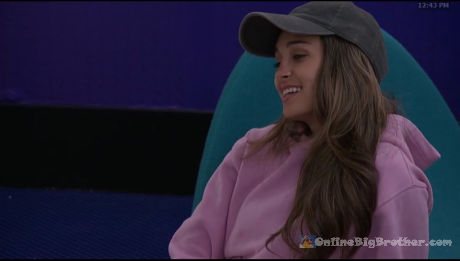 Mallory smiling during her 12:35 PM conversation with Lyric before nominations