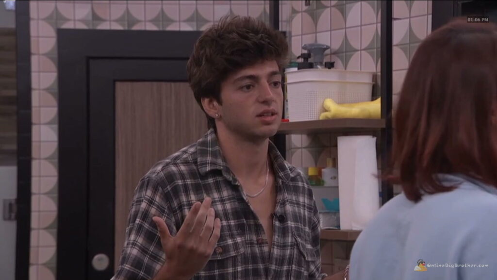 Big Brother 28 - Haley and Drew talking in the bathroom, 1:06 pm Big Brother 28 - Haley and Drew talking in the bathroom, 1:06 pm