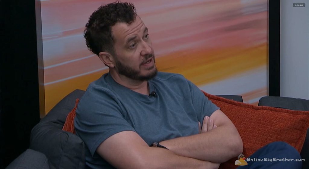 Big Brother 28 Devens talking to Drew in the Gym 