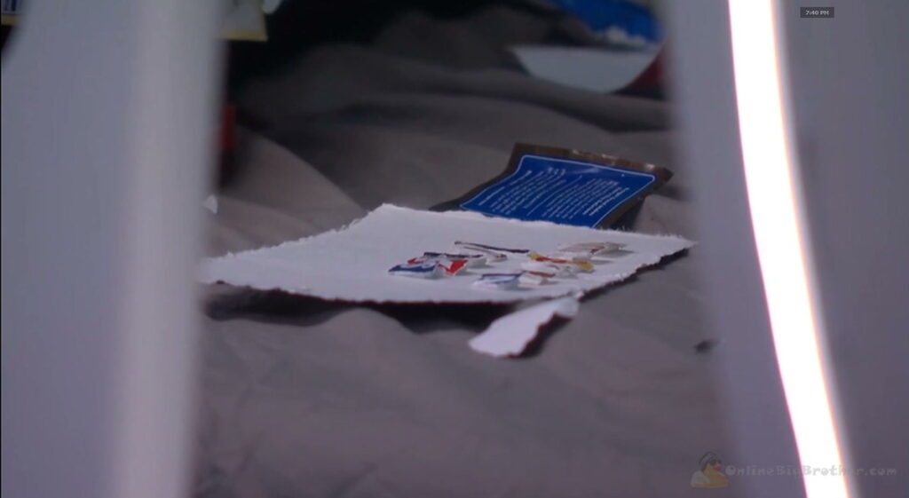 Mallory's food-wrapper artwork titled Pipe Queen