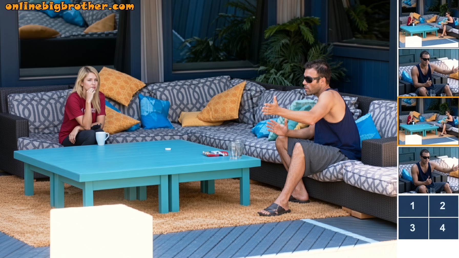 1138am Enzo and Britney talking in the Big Brother 12 backyard